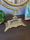 Vtg Brass Ornate Standing Dresser Vanity Makeup Mirror Art Nouveau Inspired