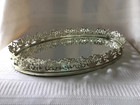 Vntg Gold Tone Filigree Ornate Open Metalwork Oval Mirrored Vanity Dresser Tray