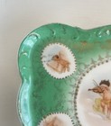 Antique Victoria Carlsbad Austria Green Porcelain Cherubs Tray Hand Painted