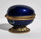 Vintage Evans Egg Lighter Enamel Rare Color Blue And Ashtray Brass Untested Vtg