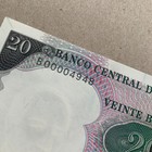 Low Serial Venezuela Unc Note 20 Bolivares P71 Commemorative Banknote