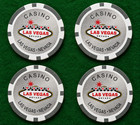 Las Vegas Set Of 16 Gray White Casino Poker Chips Nevada Souvenir Lot 1 5in
