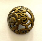 Antique Open Work Art Nouveau Brass Button  1 