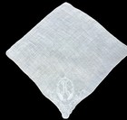 Vtg Madeira Linen White On White Monogram  h  Brides Hankie  Handkerchief  98