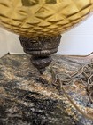 Vintage Retro Amber Glass Swag Lamp Gold Diffuser Works Bold 20 In H X 12 In W