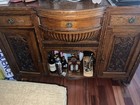 Antique Brown Carved Wood Sideboard Buffet 2 Doors 3 Drawers 60x24x38