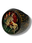 Russian Hand Painted Black Lacquer Ring Palekh Fairy Tale Size 7 Vintage 1979
