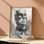 Captain America Drawing Print Sketch 8  X 10  Captain America Marvel Wall Art