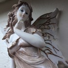 White  Green And Gold Fairy Figurine With Floral Details