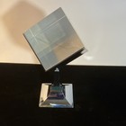 70   s Bob Cornell Cube Spinning Modern Metal Lucite Desktop Cube Sculpture