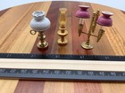 3 Dollhouse Miniature Vintage Style Table Lamps Metal