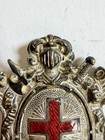 Vintage Knights Templar Belt Buckle Shield Red Enamel Cross- In Hoc Signo Vinces