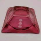  Vintage Cranberry Crystal Ashtray Beautiful Etched Flowery Design Nr