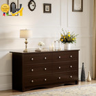 Jummico 6 Drawer Wood Dresser Wide Chest Clothes Storage Organizer Brown New
