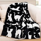 Cat Pattern Throw Blanket Black And Whitewarm And Soft Blankets Gifts For Wom   