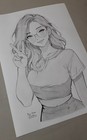 100  Original Hand Drawn Anime Art - Stylish Cute Girl With Spectacles