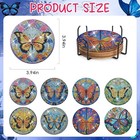 Butterfly Diamond Art Painting Coasters - 8 Pcs Colorful Glass Diamond Art Ki   