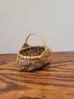 Vintage Small 3 Colored Wicker Basket W  Handle Hand Made 