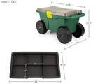 Rolling Garden Cart With Seat - Plastic Storage With Bench And Interior Tool Tra