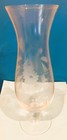Vintage Etched Glass Footed Vase- Flared  Top W floral Etching- 10   tall
