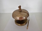 Large Heavy Vintage Art Deco Brass Desk Counter Bell Horse Finial Antique
