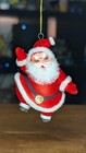 Vintage Flocked Plastic Santa Claus Christmas Ornament Mid Century Retro Kitsch
