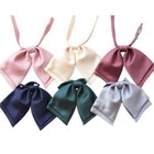 Women Lady Double-deck Solid Color Bow Tie Girl Stylish Double Layers Neck Wear 