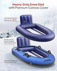 Snow Sled With Premium Canvas Cover  2 Person Inflatable Heavy Duty Snow Tube Wi
