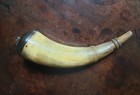      Fine Antique Carved Banded Black Powder Horn Kentucky Longrifle Muzzleloader 