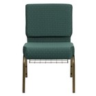 50x Green Dot Pattern 21   Wide Church Chairs Gold Frame Book Rack 4    Seat Pad