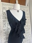 Vintage Amanda Smith Black Ruffle Fairy Core Cocktail Formal Dress Sz Large