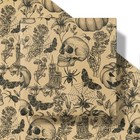 Ruspepa Kraft Autumn Wrapping Paper Roll  Mini Roll  Vintage Black Skull  Spider