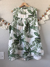 C c 100  Linen Floral Button Up Sleeveless Top Tropical Resort Wear Coastal 2x