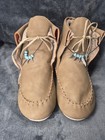 Hand Made Tan Leather Moccasins  Inspired Native American   Wester Size 38 7 5