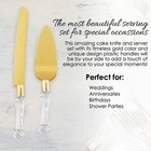 Wedding Cake Knife And Server Set   Plastic Faux Crystal Handles   Titanium Gold