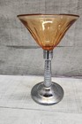 Vintage Keystone Ware Art Deco Amber Chrome Plated Cocktail Glass Martini