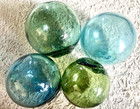 4pc Set Authentic Japanese Antique Hand-blown Glass Fishing Floats Varied Colors