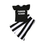 Toddler Baby Girls Clothes Ruffle Tops Summer T-shirt Trousers Outfits Sets