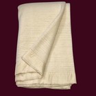 Vintage Acrylic Waffle Weave Blanket Twin full Pale Yellow Satin Trim 78 x88 