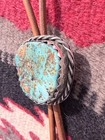 Vintage Jf Signed Handmade Turquoise Sterling Silver Southwestern Bolo Tie