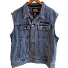Harley Davidson Large Eagle Patch Embroidered Logo Denim Vest 2xl Men s Y2k 2008