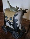 Williraye Studios Ww1403 Pull Toy Cow On Cart With Cat 1996 Retired Follk Art 6 