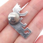 Old Pawn 925 Sterling Silver Vintage Wdl Navajo Southwestern Cat Lapel Pin