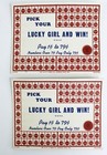 Vintage 8 Pay What You Push Cards Pick Your Lucky Girl Try Your Luck   Candy Bar