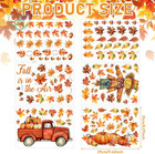 125 Pcs   6 Sheet Thanksgiving Wall Decals Watercolor Truck Pumpkin Maple Leaves
