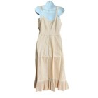 Vintage Barbizon Endear Tafredda Midi Slip Dress Size 14 Beige Lace Pleated Hem 