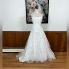 Stunning David   s Bridal 3d Floral Organza Wedding Gown 