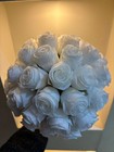 Luxury Silk White Rose Wedding Bouquet - Artificial Flowers With Crystal Handle