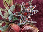 Large Magnificent Vtg Handmade French Beaded Flower Bouquet Red Green Multicolor