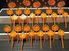 Vintage Halloween Cupcake Picks Cake Toppers Pumpkin Jack o Lantern 24ct  New     
